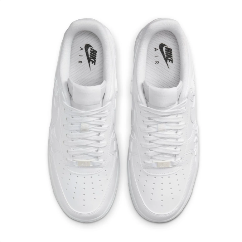 Nike Air Force 1 Low – Triple White / Embossed Rose