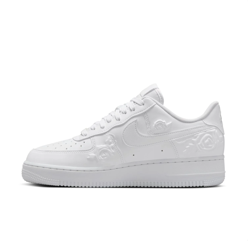 Nike Air Force 1 Low – Triple White / Embossed Rose
