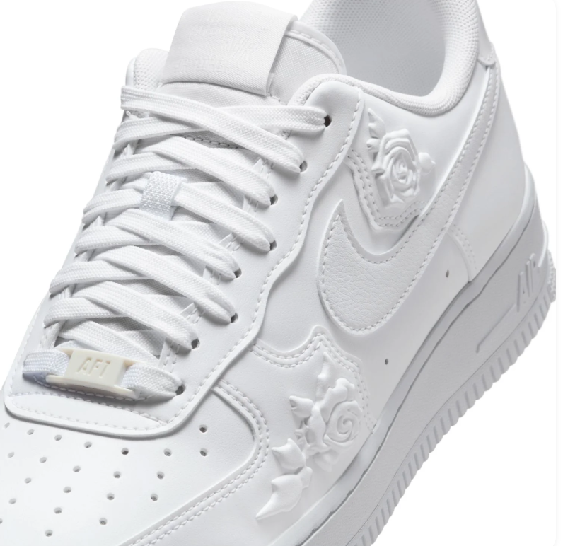 Nike Air Force 1 Low – Triple White / Embossed Rose