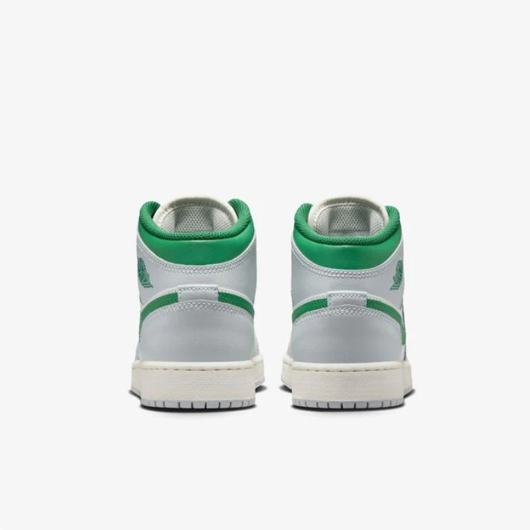 Air Jordan 1 Mid – White / Light Grey / Lucky Green