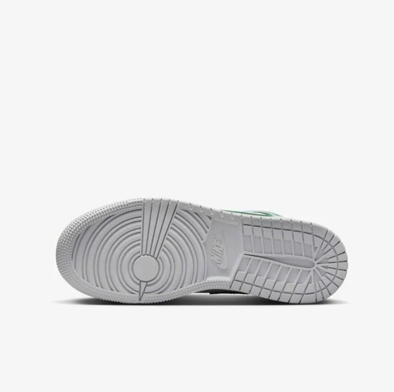 Air Jordan 1 Mid – White / Light Grey / Lucky Green