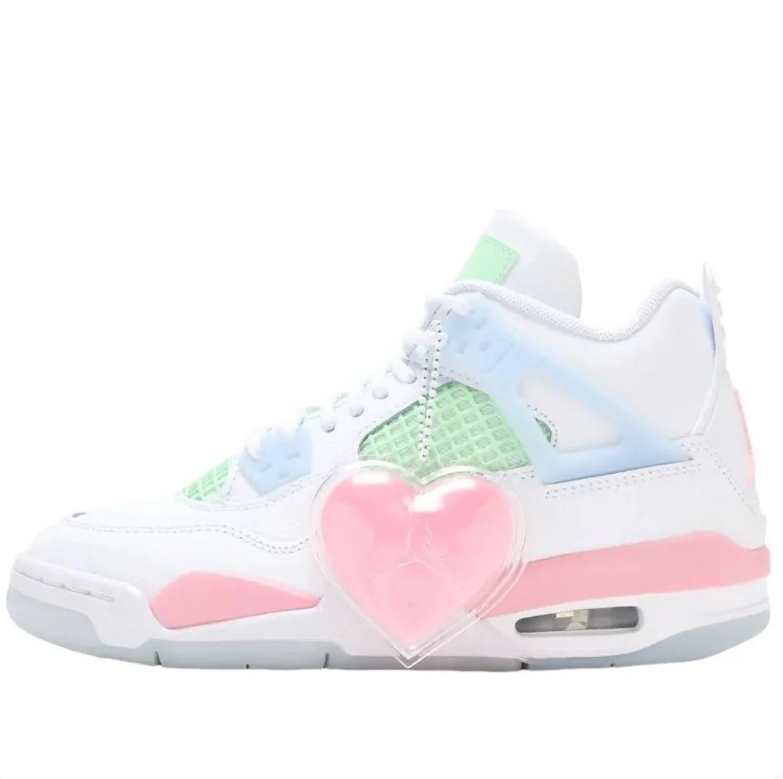 Air Jordan 4 Retro – White / Pastel / Pink Heart
