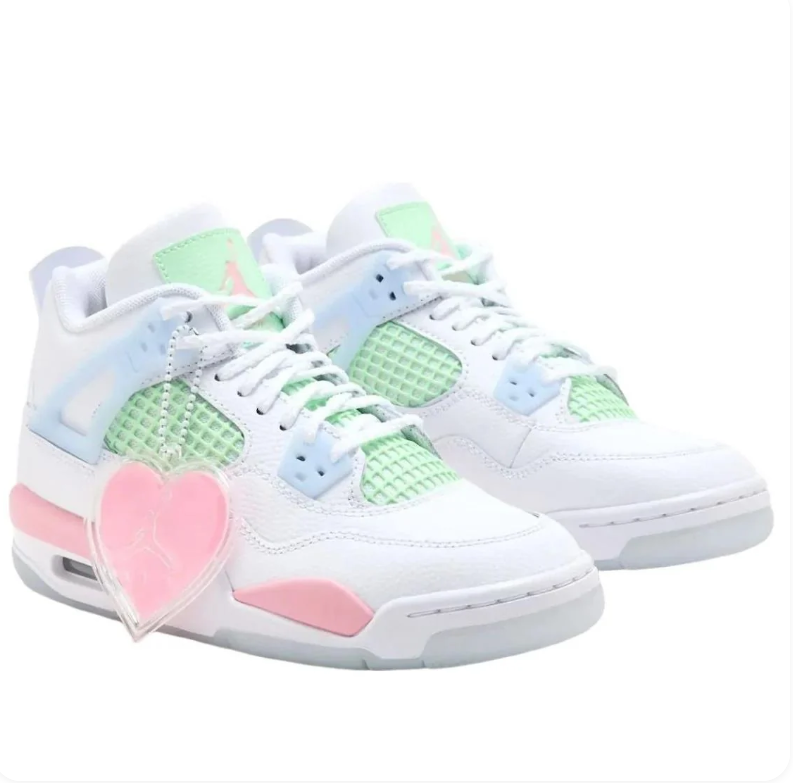 Air Jordan 4 Retro – White / Pastel / Pink Heart