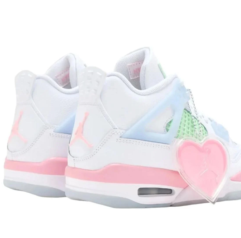 Air Jordan 4 Retro – White / Pastel / Pink Heart