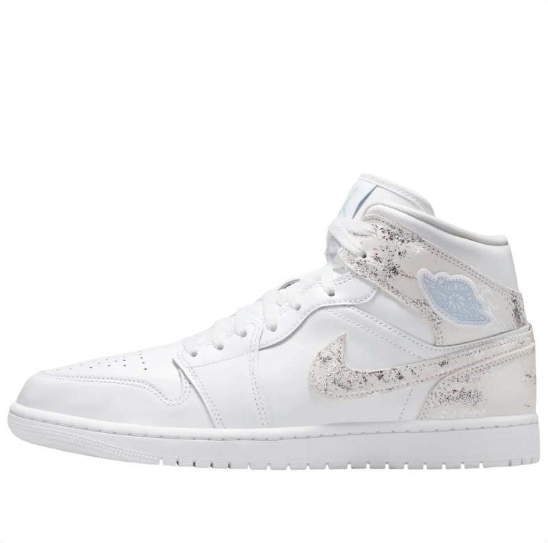 Air Jordan 1 Mid – White / Silver Glitter / Iridescent