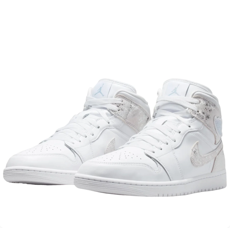 Air Jordan 1 Mid – White / Silver Glitter / Iridescent