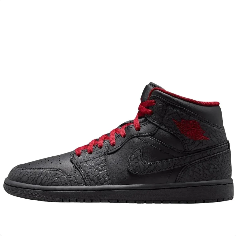 Air Jordan 1 Mid – Black Elephant Print / Gym Red