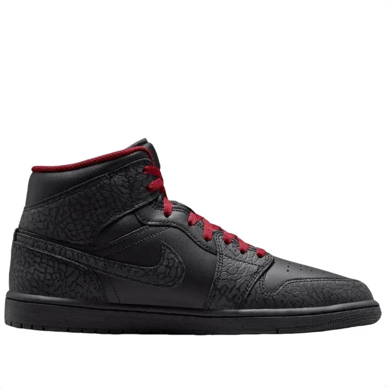 Air Jordan 1 Mid – Black Elephant Print / Gym Red