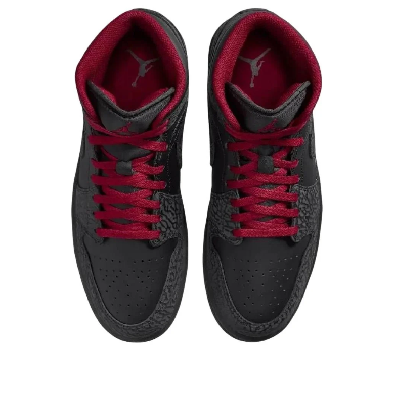 Air Jordan 1 Mid – Black Elephant Print / Gym Red