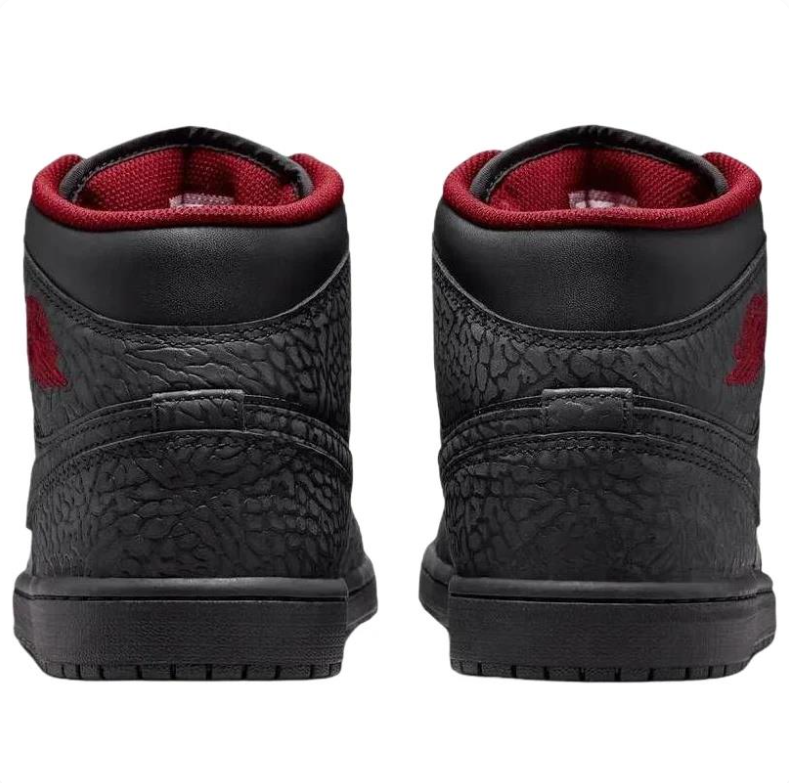 Air Jordan 1 Mid – Black Elephant Print / Gym Red